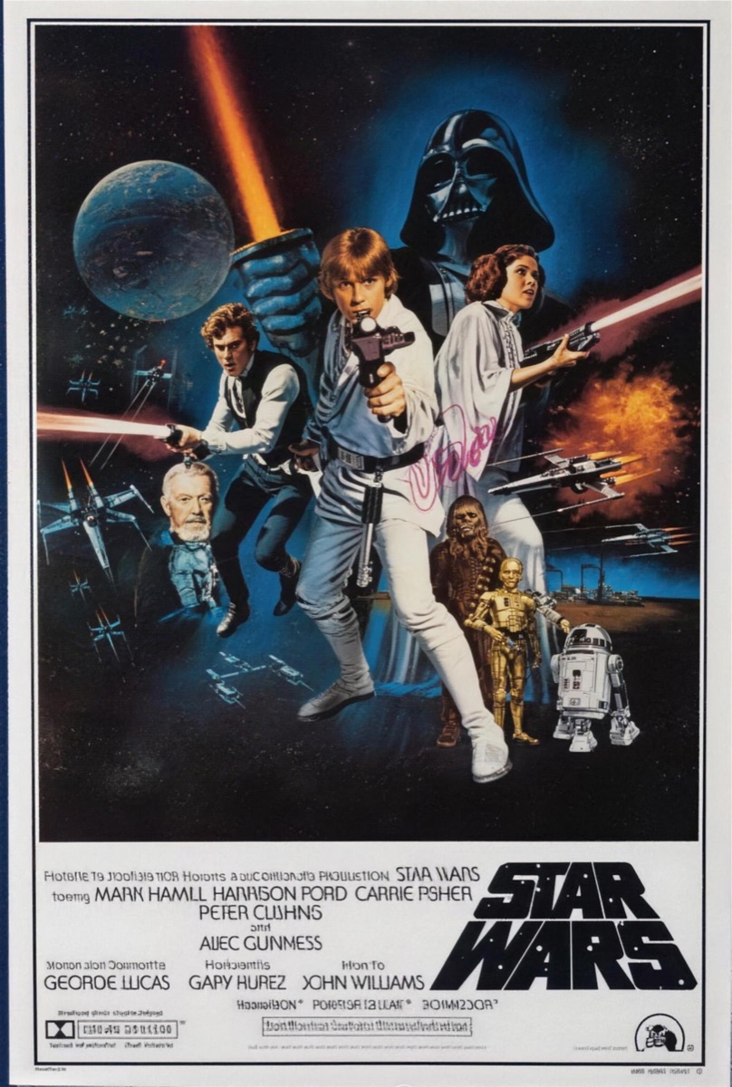Signed Star Wars one-sheet poster from the cards and comics corner